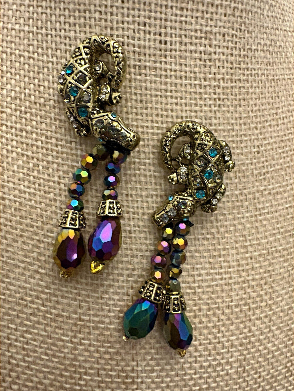 AB rhinestone crocodile alligator Teardrop Dangle Earrings